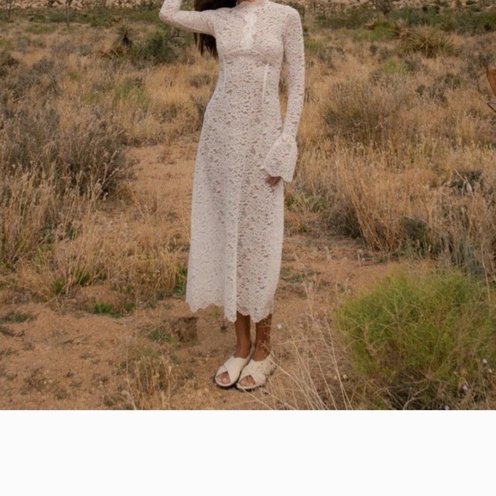 Ashlyn Paige Stevie Long Sleeve White Dress, New, Size Small